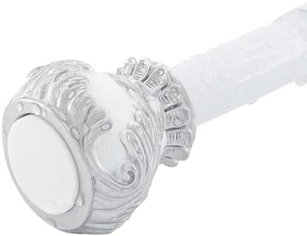 Shower Curtain Rods,1 Inch Adjustable Curtain Rod, Spring Tesion White Leaf Vintage Decorative Shower Curtain Rod, Anti-Slip Telescoping Curtain Rod for Bathroom Window Living Room (33in-93in)