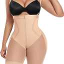 SHAPELLX Fajas Colombianas Shapewear for Women Tummy Control Postpartum Faja Body Shaper Butt Lifting Shorts Bodysuit (Beige, XXXL)