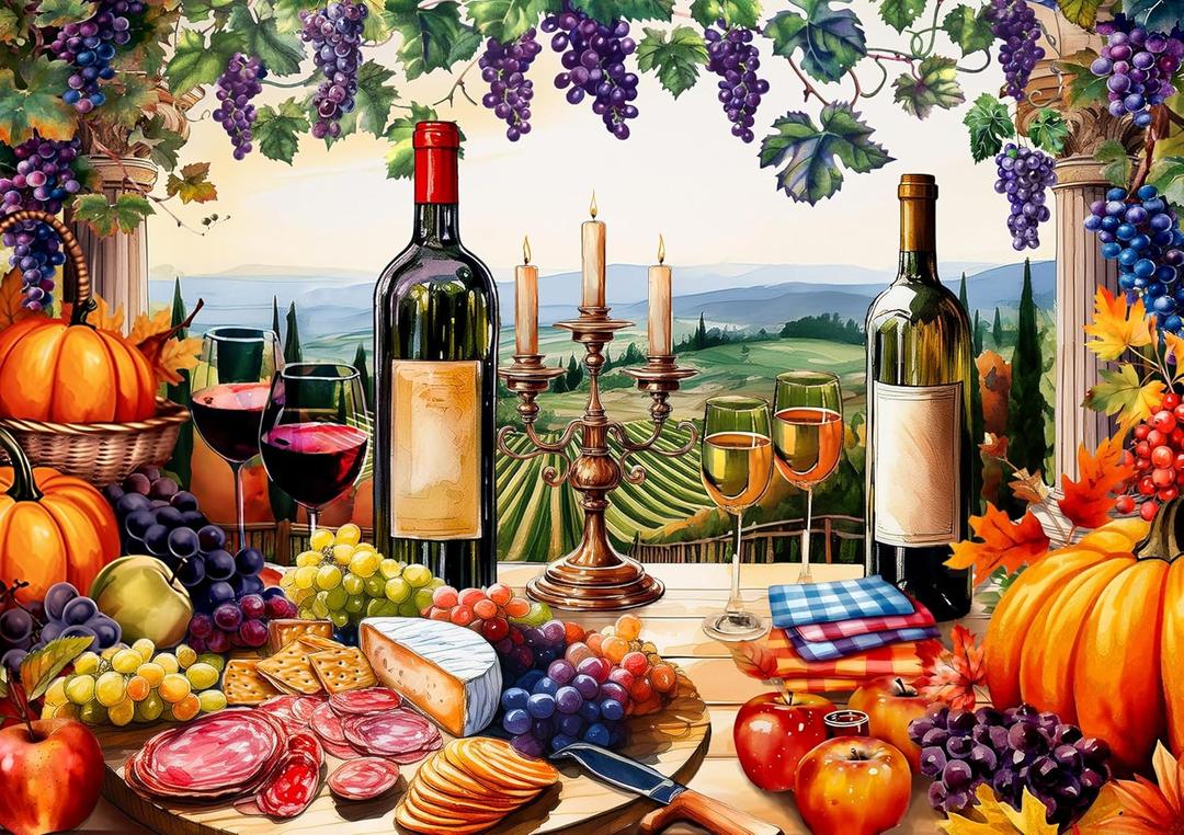 Springbok Vineyard View 500 Piece Jigsaw Puzzle for Adults - Wine and Fall Puzzle - Unique Cut Pieces - Made in USA
