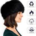 Dikoaina Faux Fur Cossack Russian Style Hat for Ladies Winter Hats for Women (Black, M)