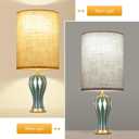 Tall Lamp Shades Set of 2, 10" Top X 10" Bottom X 13" High Large Drum Lampshades for Table Lamps Floor Lamp, Beige Line Fabric Lamp Shades, Easy Assembly Replacement Lampshades