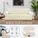 KEKUOU Stretch Loveseat Sofa Cover Slipcover,Couch Covers for 2 Cushion Couch Sofa (55"-78") Furniture Protector Sofa with Elastic Bottom for Kids,Dog. Jacquard Small Checked(Medium,Beige)