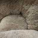 SAVFOX 36 inches Calming Donut Dog Bed - 3X Durable Plush Faux Fur, Machine Washable & Non-Slip, Fits up to 100 lbs, Brown
