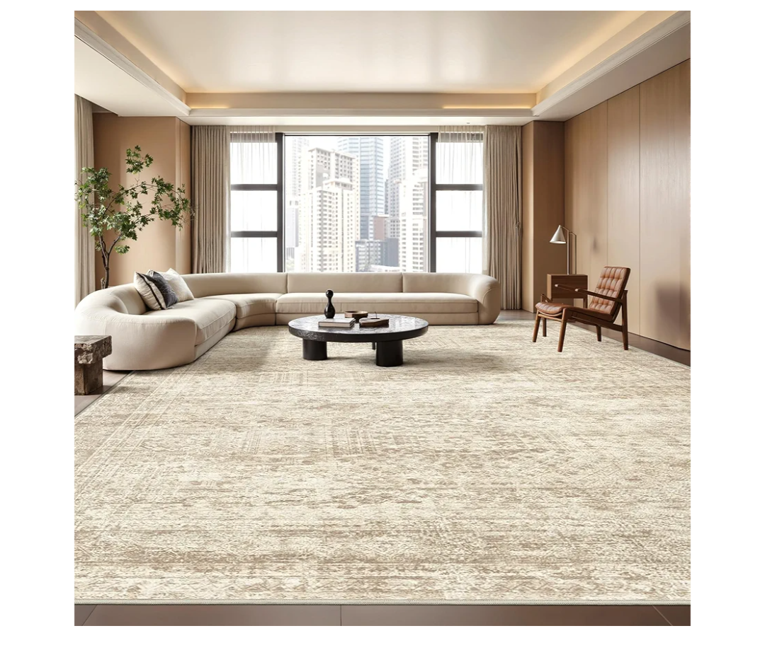 Area Rug 8x10 Washable Rug, Vintage Boho Medallion Rugs NonSlip Soft Low Pile Large Distressed Rug Indoor Retro Carpet for Living Room Bedroom Dining Room Home Office (Taupe, 8'x10')