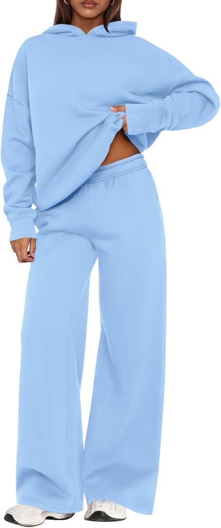 PRETTYGARDEN Womens Sweatsuits 2 Piece Set 2026 Casual Winter Long Sleeve Hoodie Loose Wide Leg Sweatpants Fall Tracksuit Medium