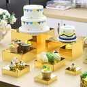 Geelin 8 Pack Acrylic Buffet Risers - 3 to 10 Inch Decorative Cube Boxes, Display Stands with Hollow Bottoms for Food Jewelry Table Display Supplies(Gold,Flat)