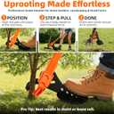 Precision Stand-Up Root & Tree Puller – Light-Duty Steel Uproot Tool for Thin Saplings (1/4" to 1") & Garden Weeds – Lightweight Standing Remover for Woody Stems, Invasive Saplings & Small Roots