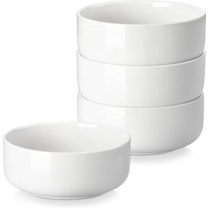 MALACASA 24 OZ Cereal Bowls, 5.8 Inch Soup Bowls Ceramic Bowl Sets of 4, Breakfast Bowls Set for Kitchen, Dishwasher Microwave Oven Safe, White, Series LUNA