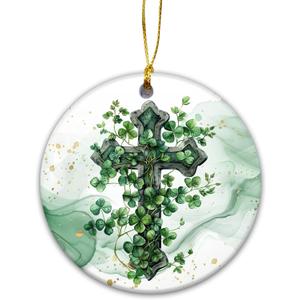 Saint Patrick's Day Ornament | Irish Celtic Cross Christmas Ornament, Irish Blessing Christmas, Celtic Cross Watercolor