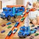 Toddler Car Truck Toys for 3 4 5 6 7 8 Years Old Boys, Transporter Truck Toy Track Set with 12 Die-Cast Car Toys, Toy Gifts for 3 4 5 6 Year Old Boys Kids