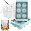 WIBIMEN Large Ice Cube Molds, Big Round Whiskey Ice Cube Trays for Freezer, Easy to Fill & Release, Whiskey Bourbon Cocktail(1.9In*6 Balls- Blue/2 Pack)