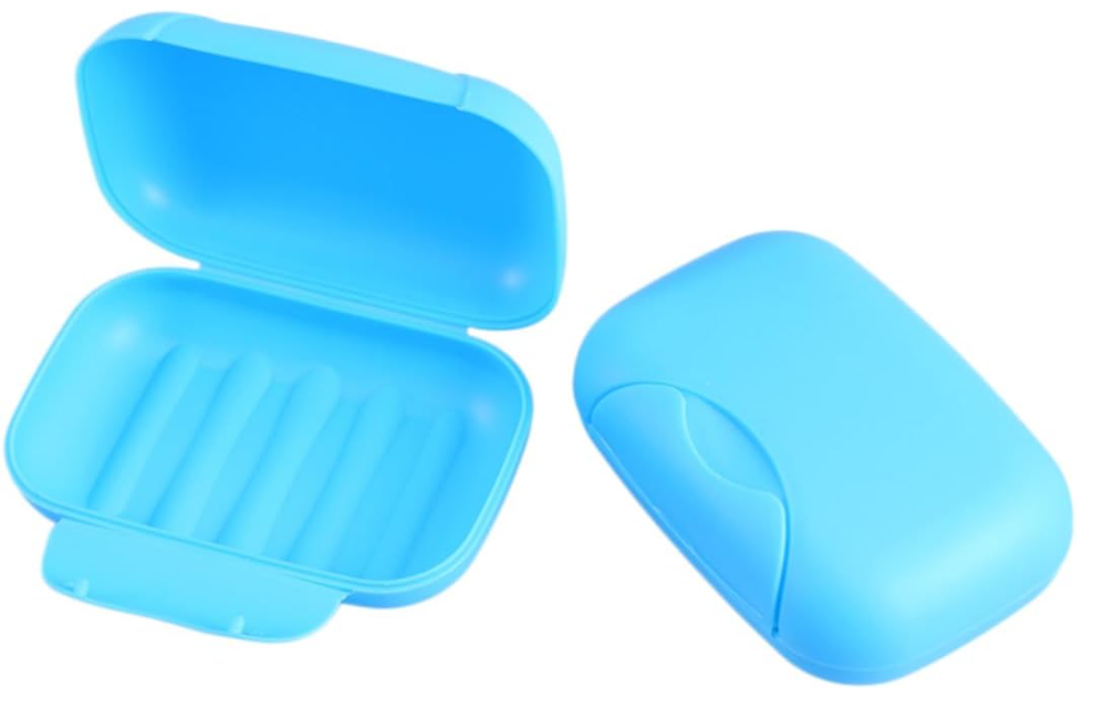 Portable Soap Holder Case Large 2pcs Blue Sealed Travel Soap Dish Container for Bathroom Outdoor Camping