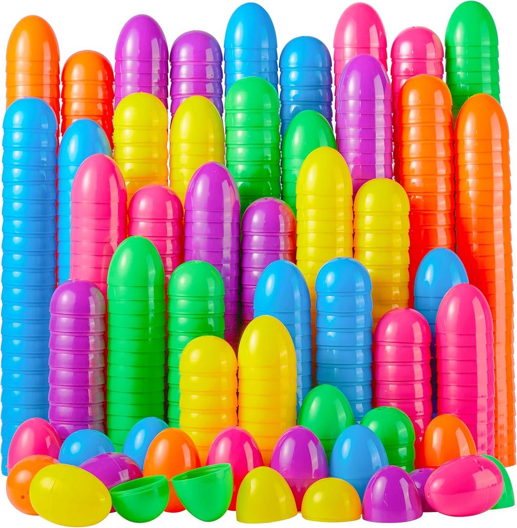 JOYIN 300 PCS 2.3" Easter Eggs, Empty Plastic Eggs Fillable Colorful Bright Eggshell Bulks for Easter Hunt, Filling Treats, Party Favor, Basket Stuffers, Classroom Prize Supplies