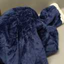 Westinghouse Electric Snuggle Throw Blankets with Foot Pocket, Wearable Heated Blanket with Sleeves, 6 Heating Levels & 2 to 10 Hours Heating Time Settings, 50 * 70"+18", Navy (Navy Blue&ivory)