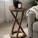 Kate and Laurel Aja Modern Side Table; 15 x 15 x 23; Walnut Brown; Decorative Modern Geometric Wood Bedroom Nightstand Table with Round Tabletop and Unique Slanted Legs