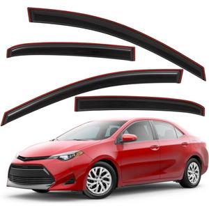 Lightronic Extra Durable Clip-on in-Channel Auto Vent Window Visor, Fits 2014-2019 Toyota Corolla Sedan (EXCLUDES Hatchback), UV Protection Rain Guard, Original Wind Deflector, Dark Smoke, 4-Pcs