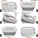 GIMWA 2.6 Gal(10L) Collapsible Wash Basin for Baby Bottles, Gray Space-Saving Collapsible Dish Basin with Drain Plug for bottle washing, Collapsible Bucket for RV Kitchen Essentials