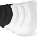 2 x AugRing Women Crew Socks Casual Athletic Gym Running Cozy Cotton Calf Socks For Women 3-6 Pack Size 5-11 (Black)