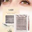 Self Adhesive Eyelashes Glue Free Lash Clusters Easy Removal Ultra Thin Lightweight Press on lashes Natural Wispy 10-14mm Fluffy False Eyelashes 90 Clusters Lash Clusters Kit