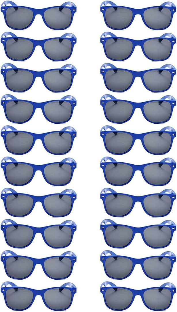 20 Pairs Bulk Sunglasses for Adult Retro 70s 90s Cheap Glasses for Party Supplies (Blue)