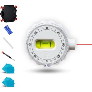 ZANIS Multi Surface Laser Level – 360° Dual Dials with Bubble Level – Wall-Mountable with Pins, Screws, or Sticky Pads – Precision Tool for Hanging Pictures, Shelves, and DIY Projects