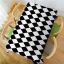 Swono Diamond Rectangle Tablecloth Geometric Black White Diamond Pattern Table Cloth Dining Table Cover for Home Kitchen Restaurant Party Buffet Picnic, 52x70 Inch