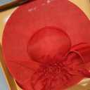 dressfan Church Fascinator Derby Hats for Women,20s 50s Linen Vintage Derby Hat for Church/Wedding/Cocktail/Tea Party (Red)
