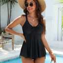 Blooming Jelly Womens Tankini Swimsuits Modest Tummy Control Bathing Suit Two Piece Swim Suit 2026 Swimwear with Bottoms (Black, L)