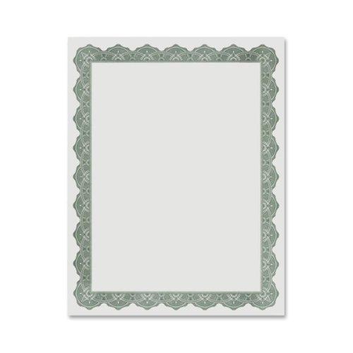 Parchment Paper Certificates, 8.5 x 11, Optima Green with White Border, 25/Pack
