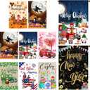 Moukeren 8 Pack Seasonal Garden Flags 28 x 40 Inch Double Sided, Easter Holiday Yard Flags for Outside, Large Polyester Holiday Garden Decorations for St. Patrick's Day July 4th Holidays(Classic)