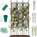 Jesosia Garden Trellis for Climbing Plants Outdoor - 65" PE-Coated Metal Pipes & Plastic Grids Rose Wall Trellis Frame - Sturdy Privacy Screen Plant Support Fence for Flowers Vines Vegetables