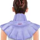 REVIX Heated Neck Wrap Microwave Heating Pad for Neck and Shoulders Pain Relief, Weighted Neck Warmer Microwavable with Miost Heat, Unscented (Purple)