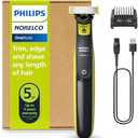 Philips Norelco One 360 Hybrid Face, Electric Beard Trimmer and Shaver, with 360 Technology, 1x 360 for Face, 5in1 Adjustable Comb, Model QP2724/90