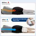 Kehangte Knee Pillow for Side Sleepers,Knee Pillow,Leg Pillow for Side Sleeping,Hip Pain and Smooth Spine Alignment Pillows,Memory Foam Ergonomic and with Cover and Removable Straps,White/Gray