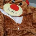  Unisex Adult Christmas Costume, Plush Santa Onesie Reindeer One-Piece Cosplay Pajamas (Large)