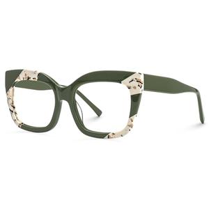 VOOGLAM Stylish Rectangle Blue Light Blocking Glasses for Women Anti Eyestrain UV Eyewear Green Terrie GWA072828-04