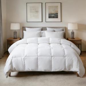 Hotel Suite Feather Down Comforter, Natural Fluffy Duvet Insert, Luxurious Hotel Collection Quilts, All Season Bedding Comforter, 100% Cotton CoverFull/Queen Size, 88 x 88 Inch, White