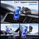 3-in-1 Car Phone Holder [122+LBS Strongest Suction & Stable Clamp Arm] 360 Adjustable Car Phone Mount, Cell Phone Holders for Your Car for Dashboard Vent, All Smartphones & Car Models