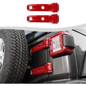 Tailgate Hinge Cover Fit for 2018-2025 Jeep Wrangler JL JLU Sport X Sahara Rubicon,Spare Tire Rear Door Bracket Cover (Red)