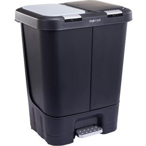 Step N' Sort 2 x 5.5 Gallon, Dual Trash and Recycling Bin with Slow Close Lid,Black,40 Liter,SNS402-B