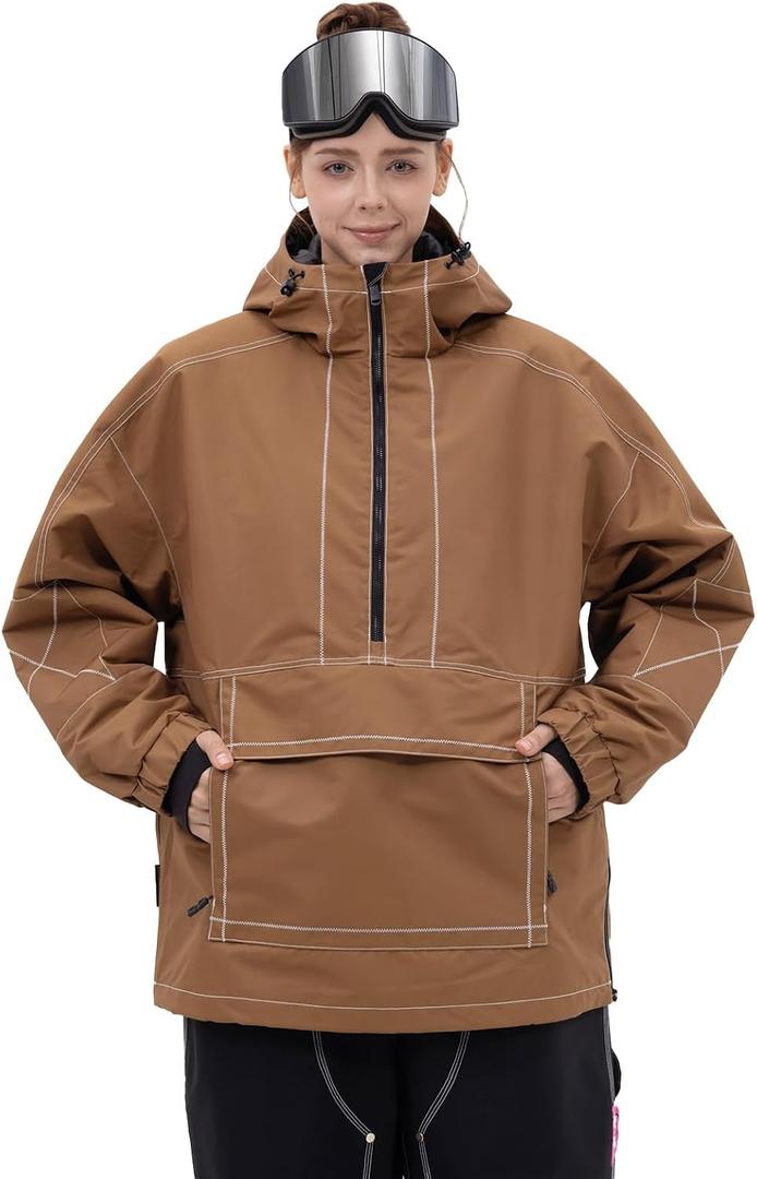 SNOWVERB Loose Fit Snowboard Insulated Ski Jacket Snow Coat for Mens Womens Baggy Fit for Easy Movement, Waterproof & Warm Insulation, Layer-Friendly Protection, Cargo Pockets & Durable Powder Skirt M