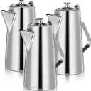Honeydak 3 Pcs Stainless Steel Pitcher with Lid 1.5 Liter Stainless Steel Kettle Metal Cold Water Pitcher Large Capacity Tea Kettle Jug Beverage Dispenser Handle for Home Restaurant (Sliver)