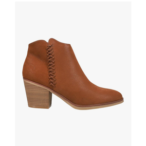 MIA Womens Lasso Round Toe Zippered Casual Boots Ankle Mid Heel 2-3" - Brown