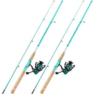 Sougayilang Fishing Rod and Reel Combo, 2-Piece 5-Foot 6-Inch Graphite & Fiberglass Rod, Durable and Strong, Quickset Anti-Reverse Fishing Reel (2 Pack)
