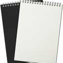 Engrowtic 2 Pack Graph Paper Spiral Notepad A5 Top Wirebound Notepad Grid Notebook Steno Pads Memo Notebook Grid Paper 140 Pages for Writing Sketching Drawing Office Supplies (Black)