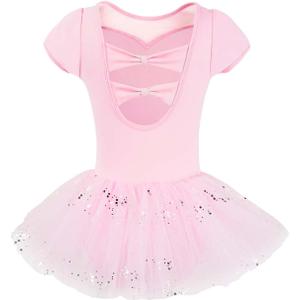Gogokids Ballet Leotards for Girls, Toddler Bow Back Dance Dress Outfit with Removable Tutu Skirt Combo