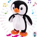 Hopearl Talking Singing Penguin Repeats What You Say Walking Electric Interactive Animated Toy Speaking Plush Buddy Gifts for Toddlers, 7.5''