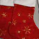 4 Pcs Snowflake Plush Hanging Stocking Christmas Snowy Stockings Hanging Ornaments Golden Glitter Snowflake Hanging Stocking for Mantels, Christmas Tree Family Holiday Decor, Red and White