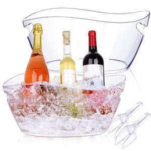 Ice Buckets for Parties,2 PCS Clear 6 Liter Plastic Tub for Drinks and Parties,Clear Ice Bucket for Champagne Beer Sparkling  Cocktails Extra Large Model