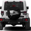 Waving American Flag Military Spare Tire Cover with Backup Camera Hole Wheel Tire Cover Fit Trailer, RV, SUV and Many Vehicle 17inch